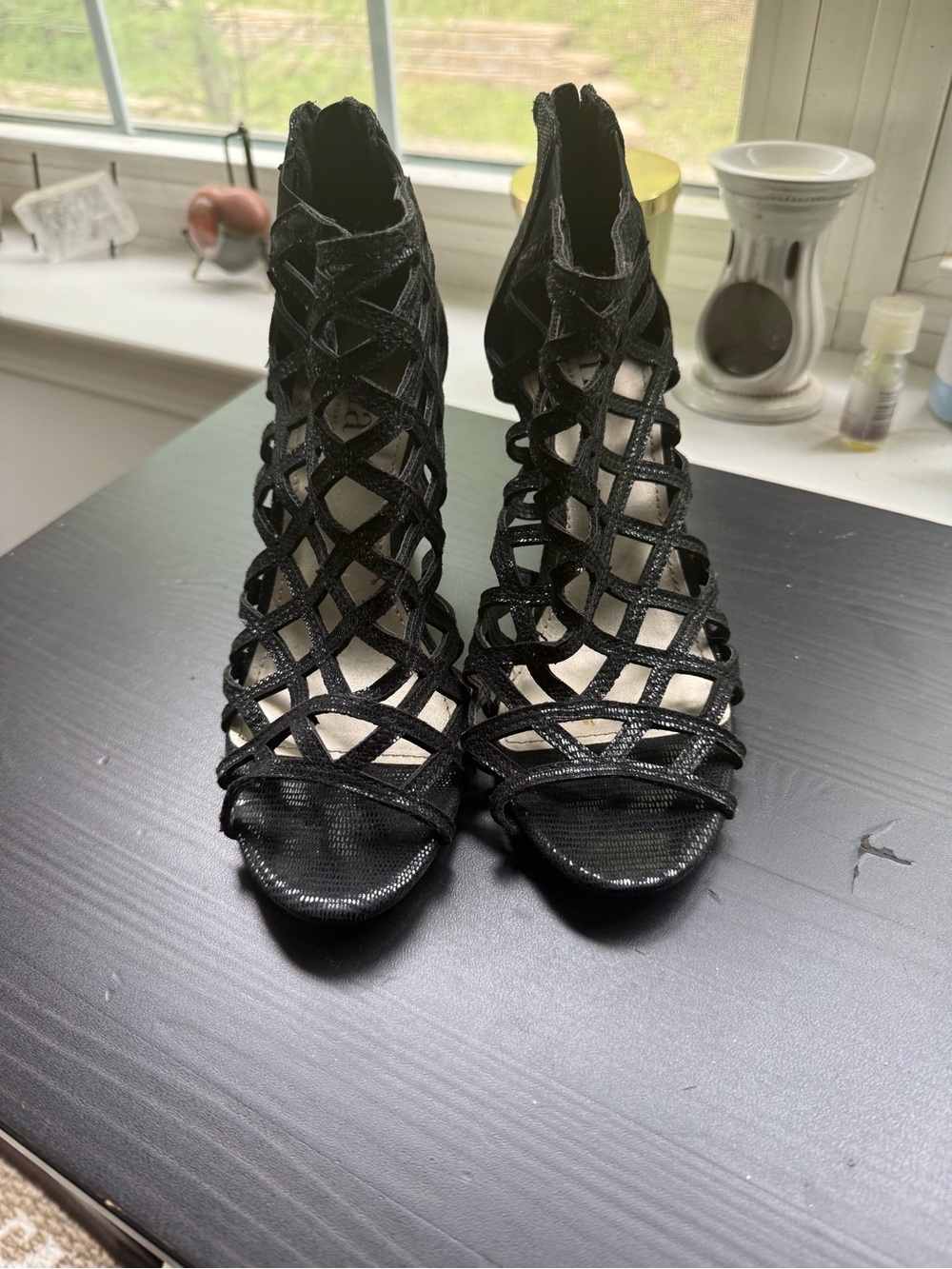 ANA Black Strappy Lace-Up Women’s Heeled Sandals